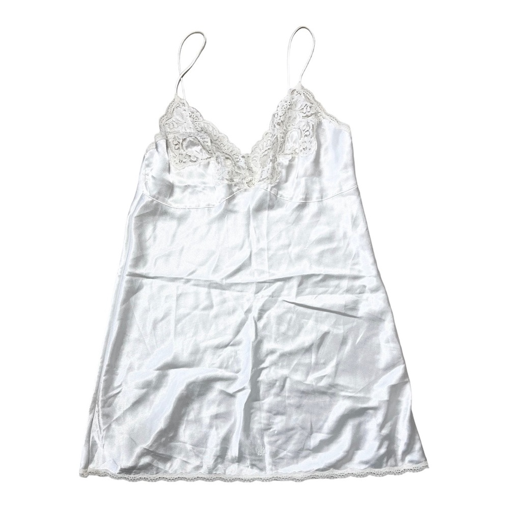 VTG Christian Dior Lace Satin Lingerie Nightgown Dress White Women’s Size L